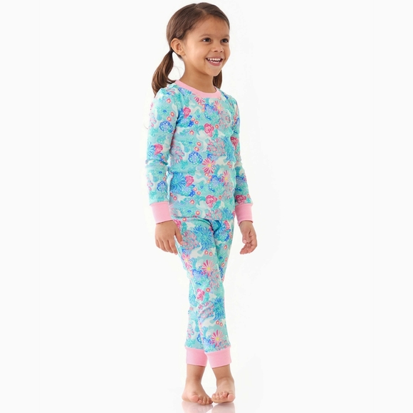 LILLY PULITZER X POTTERY BARN, Unicorns in Bloom Organic Pajama Set - Picture 1 of 5
